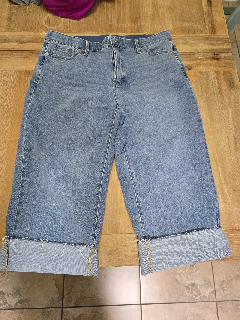 Terra & Sky Light Blue Cuffed Cropped Jeans